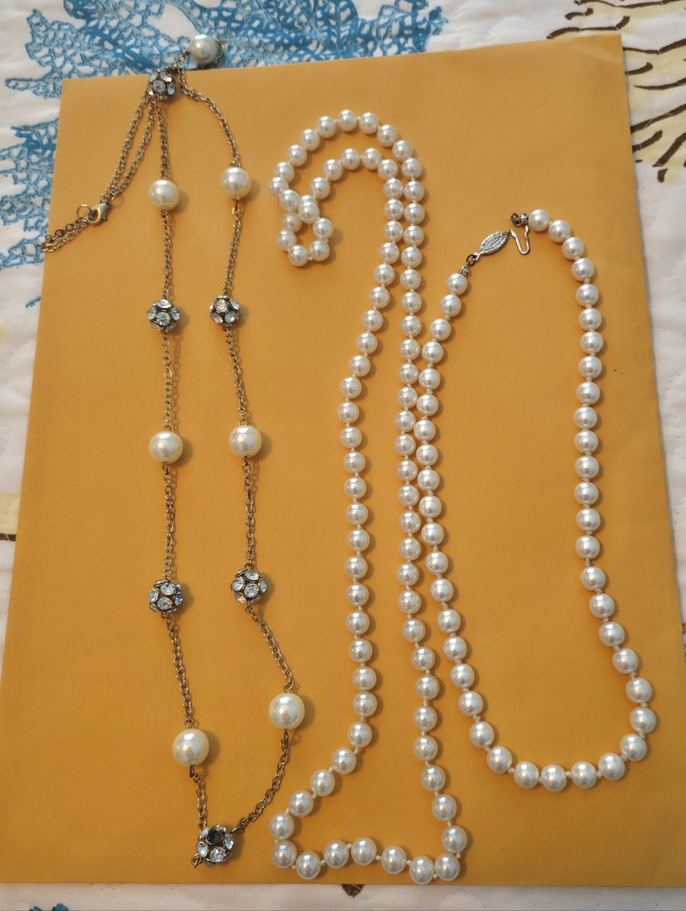 3 Necklaces! Pearl and Silver Beaded Necklaces - White Pearls